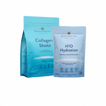 Rejuvenated Collagen Shots + H3O Hydration – природна краса та зволоження, набір із 2 продуктів
